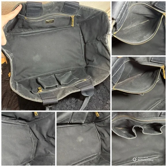 Prada Canapa Large GM Tote – Black Canvas Logo Bag - Picture 11 of 12